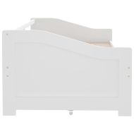 3-местно дневно легло с чекмеджета, бяло, бор масив, 90х200 см