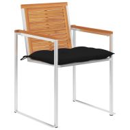 Градински столове 6 бр с възглавници масивно акациево дърво