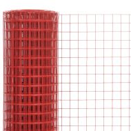 Кокошкарска мрежа, стомана с PVC покритие, 25х0,5 м, червена