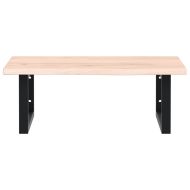 Стенен рафт за мивка, стомана и масивно дърво дъб