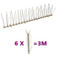 5-редови пластмасови шипове срещу птици и гълъби, 6 бр, 3 м
