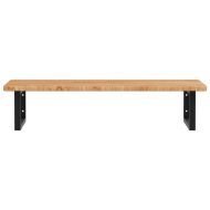 Стенен рафт за мивка, стомана и масивно дърво дъб