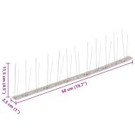 2-редови иноксови шипове срещу птици и гълъби, 6 бр, 3 м