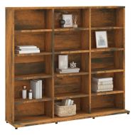 Етажерка за дискове опушен дъб 100x23x89,5 см инженерно дърво