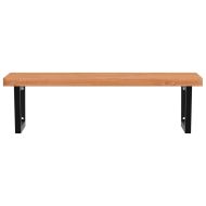 Стенен рафт за мивка, стомана и масивно дърво бук