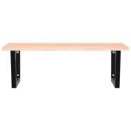 Стенен рафт за мивка, стомана и масивно дърво дъб