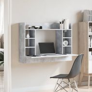Бюро за стенен монтаж бетонно сиво 105x48x75 см инженерно дърво