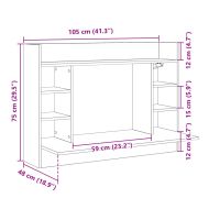 Бюро за стенен монтаж бетонно сиво 105x48x75 см инженерно дърво