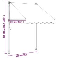 Прибираща се тента, кремава, 150x150 см, плат и стомана