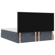 Османска легло с матраци и LED, тъмносиво, 160x200 см, кадифе