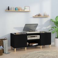 Шкаф за грамофонни плочи черен 121x38x48 см инженерно дърво