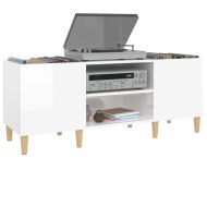 Шкаф за грамофонни плочи бял гланц 121x38x48 см инженерно дърво