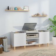 Шкаф за плочи, бял, 121x38x48 см, инженерно дърво