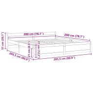Рамка за легло без матрак, масивна дървесина, 200x200 см