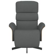 Реклайнер стол с поставка за крака, тъмносив, плат