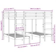 Рамка за тройно легло, 140x200/70x140 см, бор масив