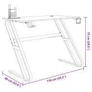 Гейминг бюро със ZZ-образни крака, черно, 110x60x75 см