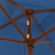 Градински чадър с дървен прът, лазурносин, 198x198x231 см