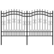 Градинска ограда Kampen с връх тип копие, черна, 240x125 см, стомана