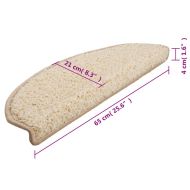 Изтривалки за стълби, 15 бр., 65x21x4 см, кремави, полукръгли, големи