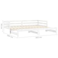 Разтегателно дневно легло 2x(90x200) см бяло борово дърво масив