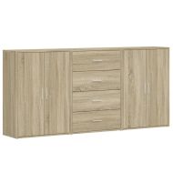 Сайдборди, 3 бр, дъб сонома, 60x31x84 см, инженерно дърво