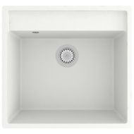 Кухненска мивка с преливник, бяла, гранит