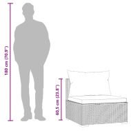 Градински среден диван с възглавници, кафяв полиратан