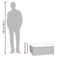 Градинска табуретка с възглавница, сива, 70х70х30 см, полиратан
