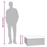 Градинска табуретка с възглавница черна 70х70х30 см полиратан