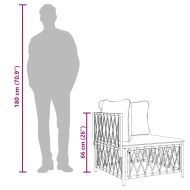 Градински ъглов диван с възглавници, бял, тъкан плат