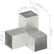 Конектори за греди 4 бр Y-образни поцинкован метал 91x91 мм