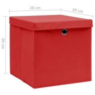 Кутии за съхранение с капаци 4 бр 28x28x28 см червени