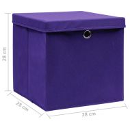 Кутии за съхранение с капаци 4 бр 28x28x28 см лилави