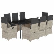 Градински трапезен комплект 9 части с възглавници светлосив