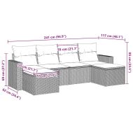 Градински комплект с възглавници, 6 части, кафяв, полиратан