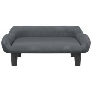 Детски диван, тъмносив, 70x40x24 см, кадифе