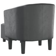 Объл фотьойл с табуретка за крака, сиво, изкуствена кожа