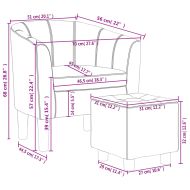 Объл фотьойл с табуретка за крака, сиво, изкуствена кожа