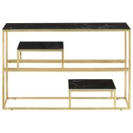 Конзолна маса, златиста, неръждаема стомана и закалено стъкло