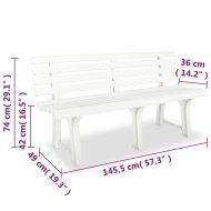 Градинска пейка 145,5 см пластмаса бяла