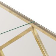 Кафе маса, златиста, неръждаема стомана и закалено стъкло