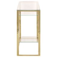 Конзолна маса, златиста, неръждаема стомана и закалено стъкло