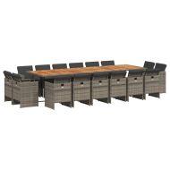 Градински комплект с възглавници 17 части полиратан сив