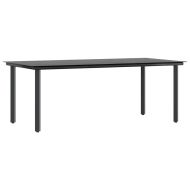 Градински комплект 7 части с възглавници черен полиратан стъкло