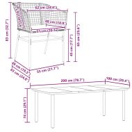 Градински комплект 7 части с възглавници черен полиратан стъкло