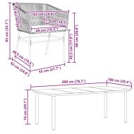 Градински комплект 7 части с възглавници черен полиратан стъкло