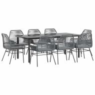 Градински комплект с възглавници 9 части сив полиратан стъкло