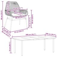 Градински комплект с възглавници 9 части сив полиратан стъкло