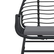 Градински комплект 7 части с възглавници черен полиратан стъкло